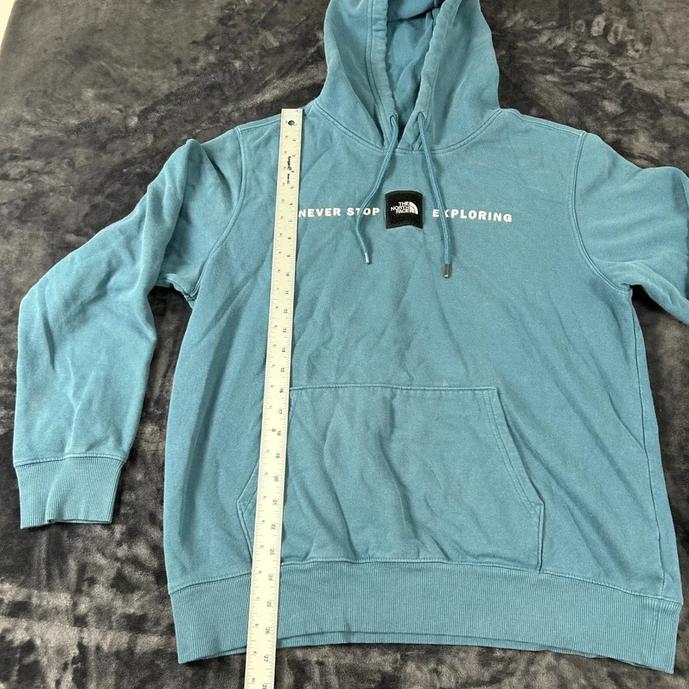 The North Face Hoodie Mens Large Teal Blue Never Stop Exploring Gl Sweatshirt